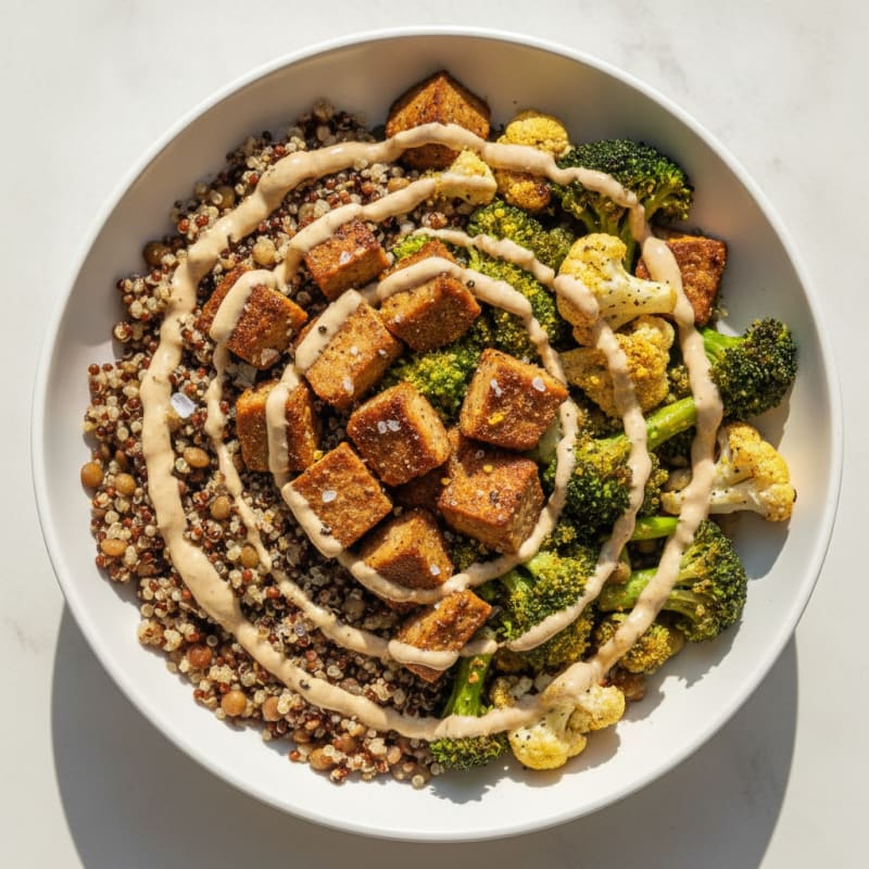 Roasted Vegetable Grain Bowl with Tahini Drizzle