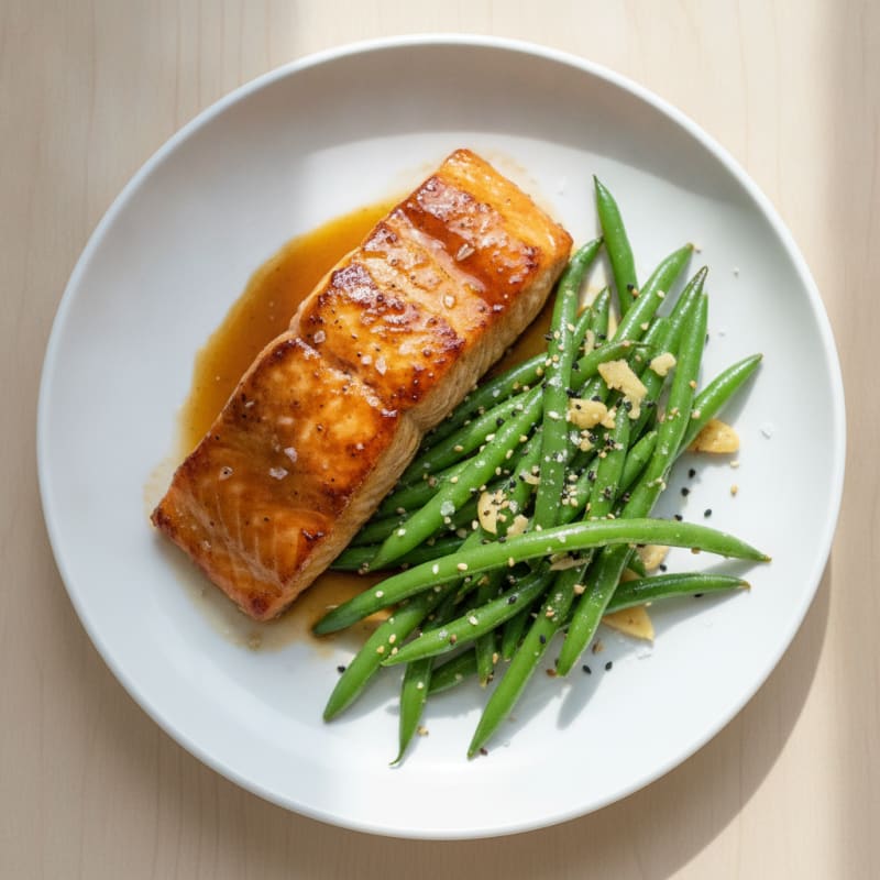 Teriyaki Glazed Salmon with Sesame Green Beans