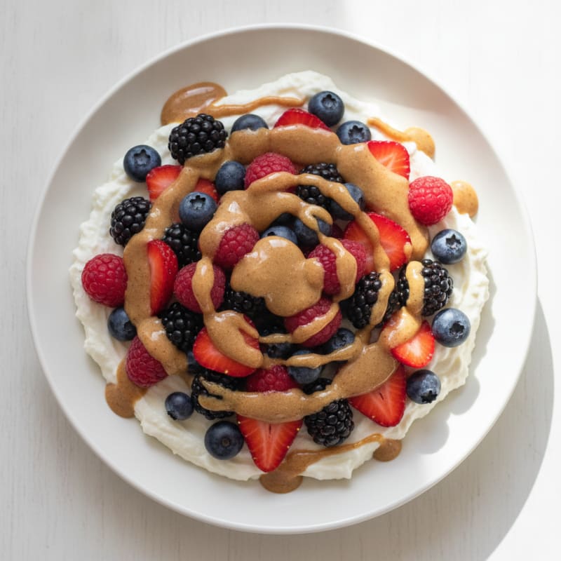 Greek Yogurt Protein Parfait with Mixed Berries and Almond Butter