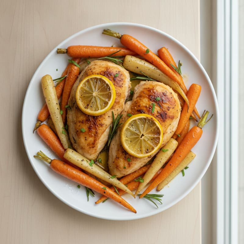 Lemon Herb Roasted Chicken with Root Vegetables