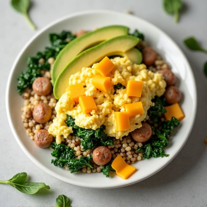 Egg White Scramble with Spinach and Turkey Sausage
