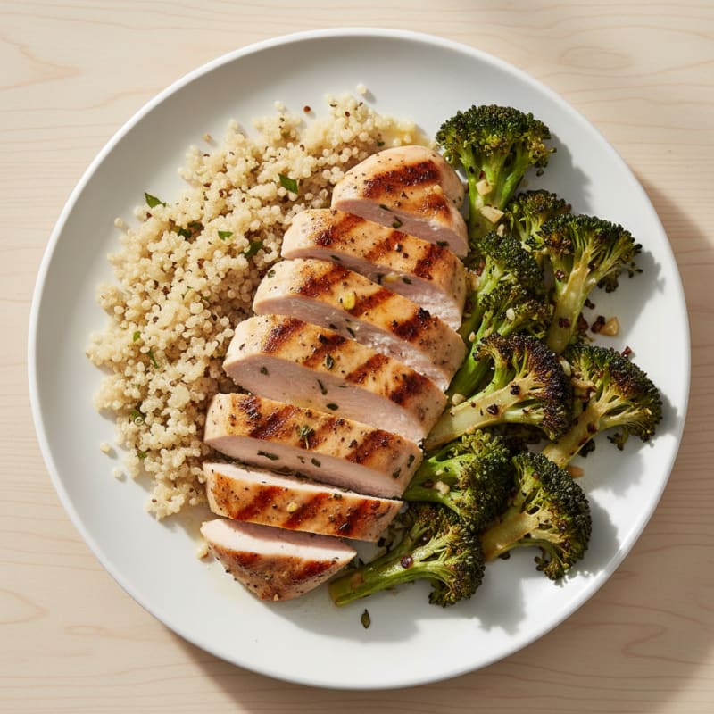 Grilled Turkey Breast with Quinoa and Roasted Broccoli