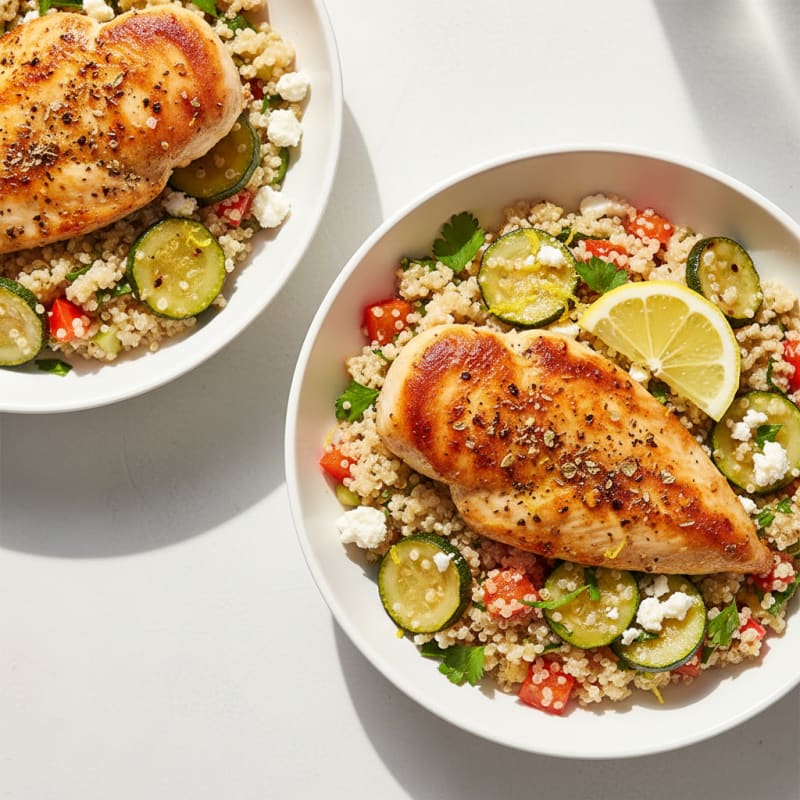 Golden Lemon-Herb Chicken Quinoa Bowls