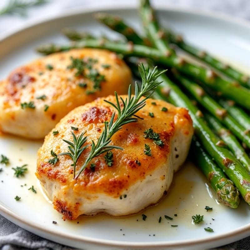 Lemon Herb Roasted Chicken with Crispy Asparagus