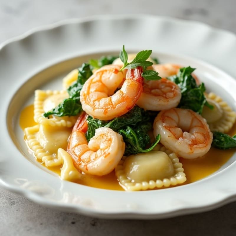 Ricotta-Spinach Ravioli with Roasted Garlic Cream Sauce