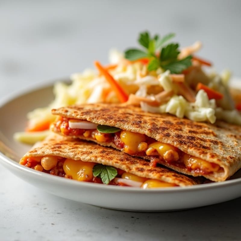 Healthy BBQ Chicken Quesadilla with Crunchy Coleslaw