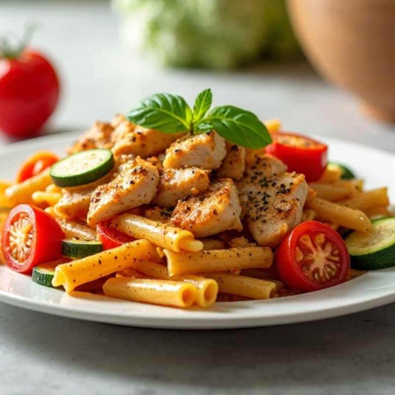 Healthy Spicy Cajun Chicken Pasta with Veggies