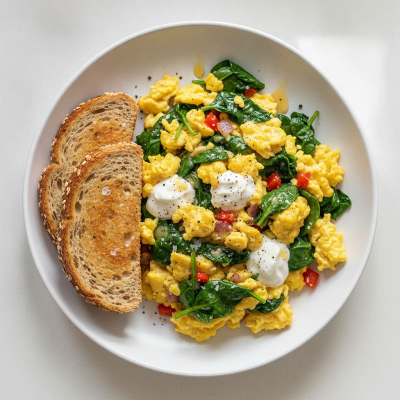 Hearty Scrambled Eggs with Spinach