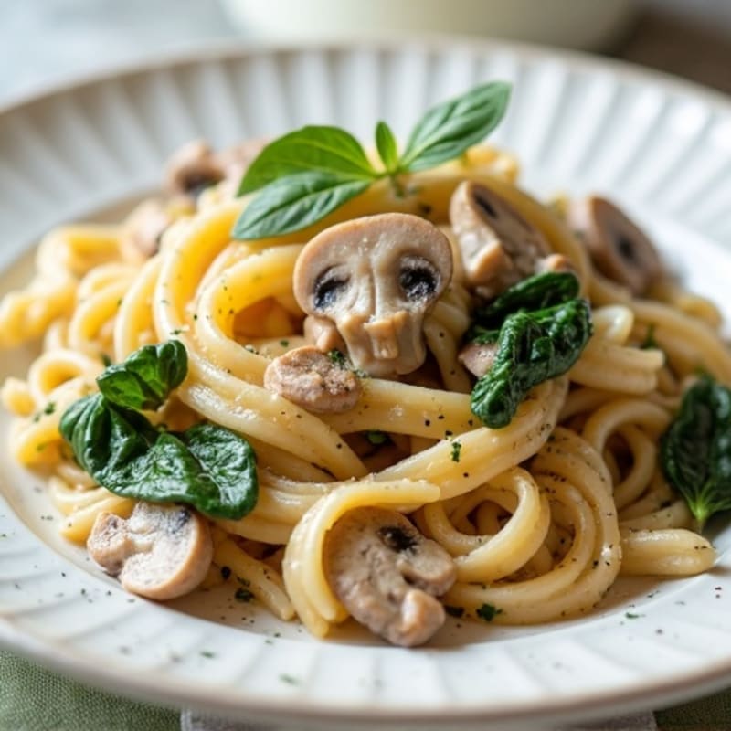 Creamy Garlic Mushroom Protein Pasta