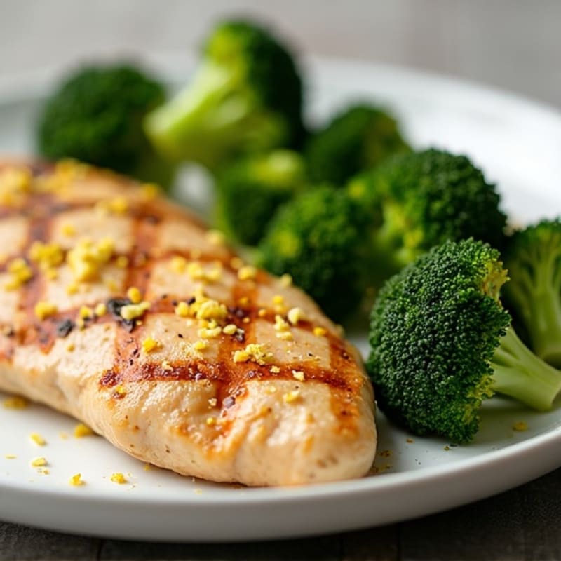 Grilled Chicken Breast with Roasted Broccoli and Lemon Zest