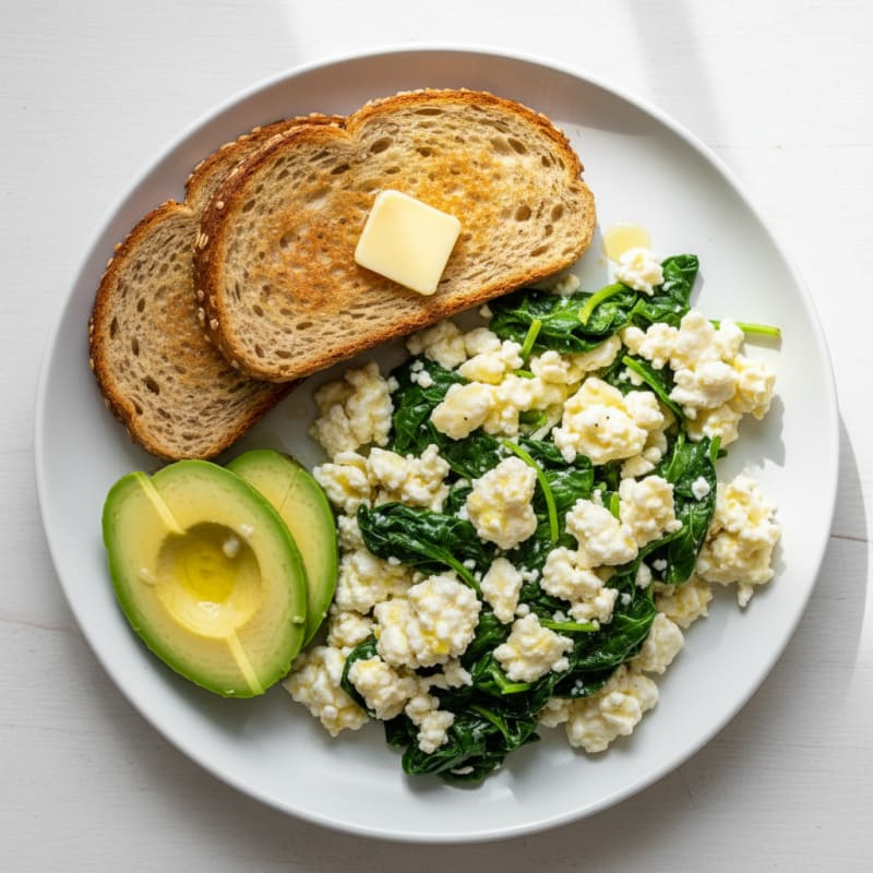 Scrambled Egg Whites with Spinach and Cottage Cheese