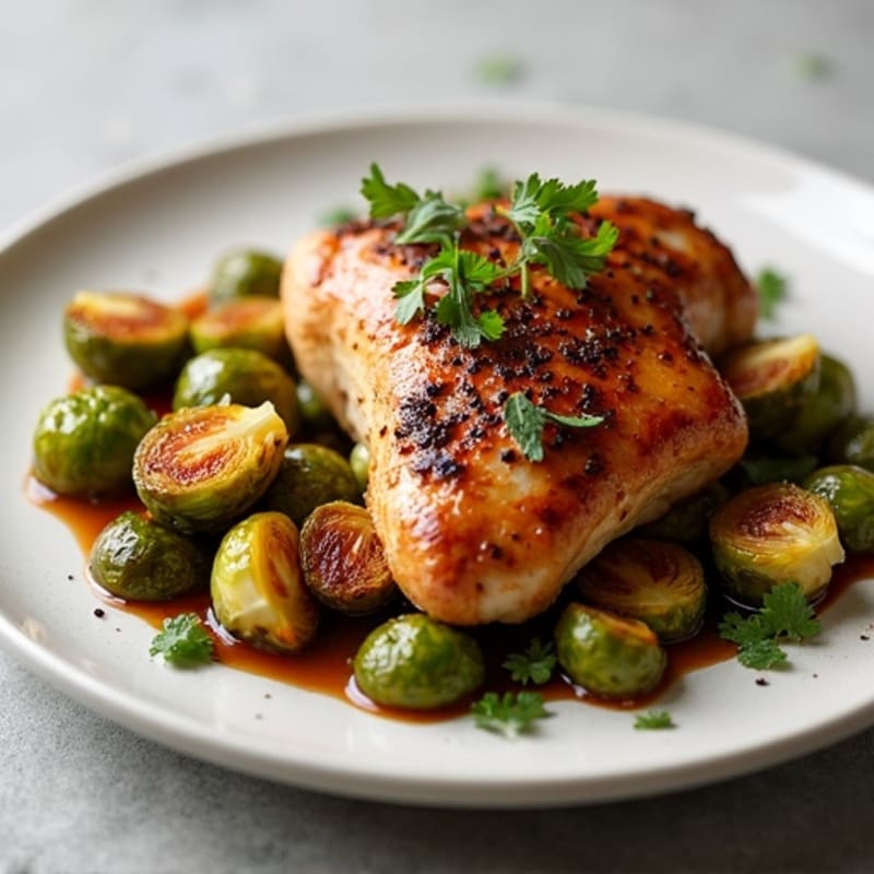 Roasted Chicken with Balsamic Glazed Brussels Sprouts