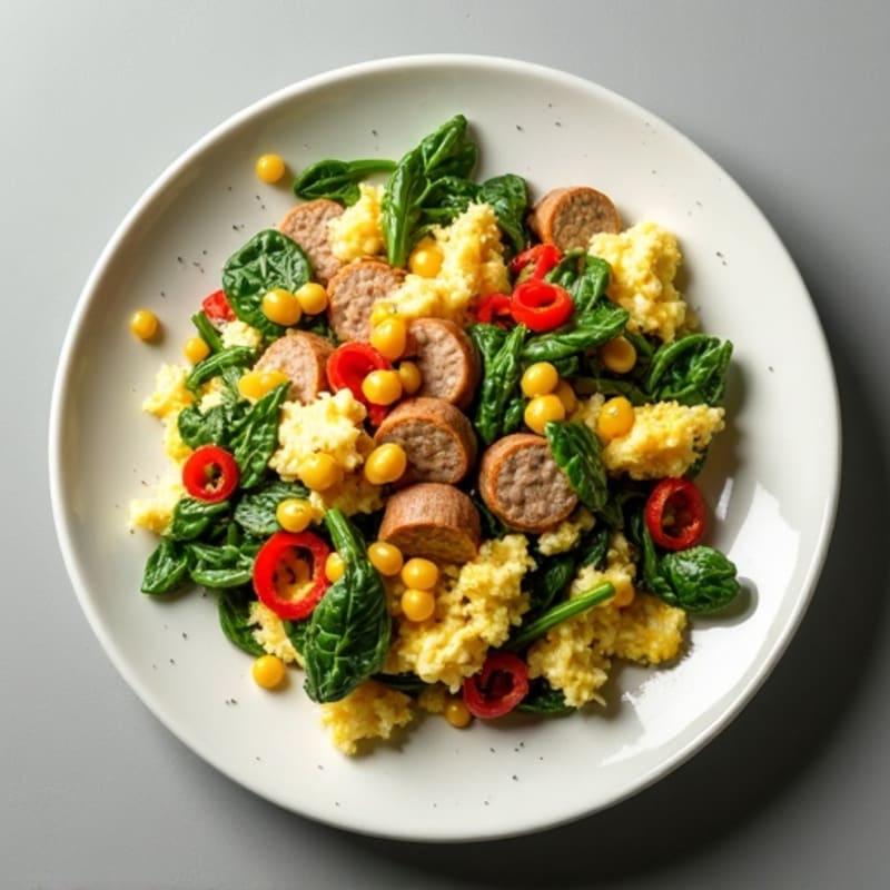 Egg White and Turkey Sausage Scramble with Spinach