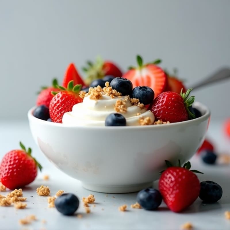 Creamy Greek Yogurt Bowl with Fresh Berries and Crunchy Granola
