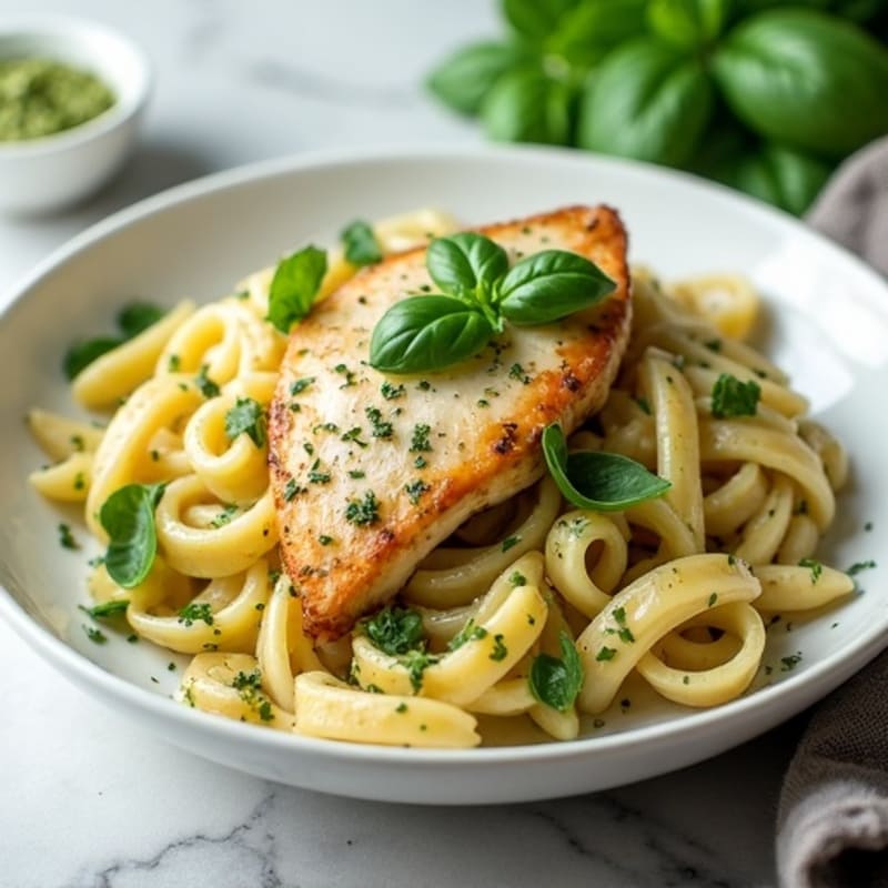 Creamy Pesto Chicken Pasta with Fresh Herbs