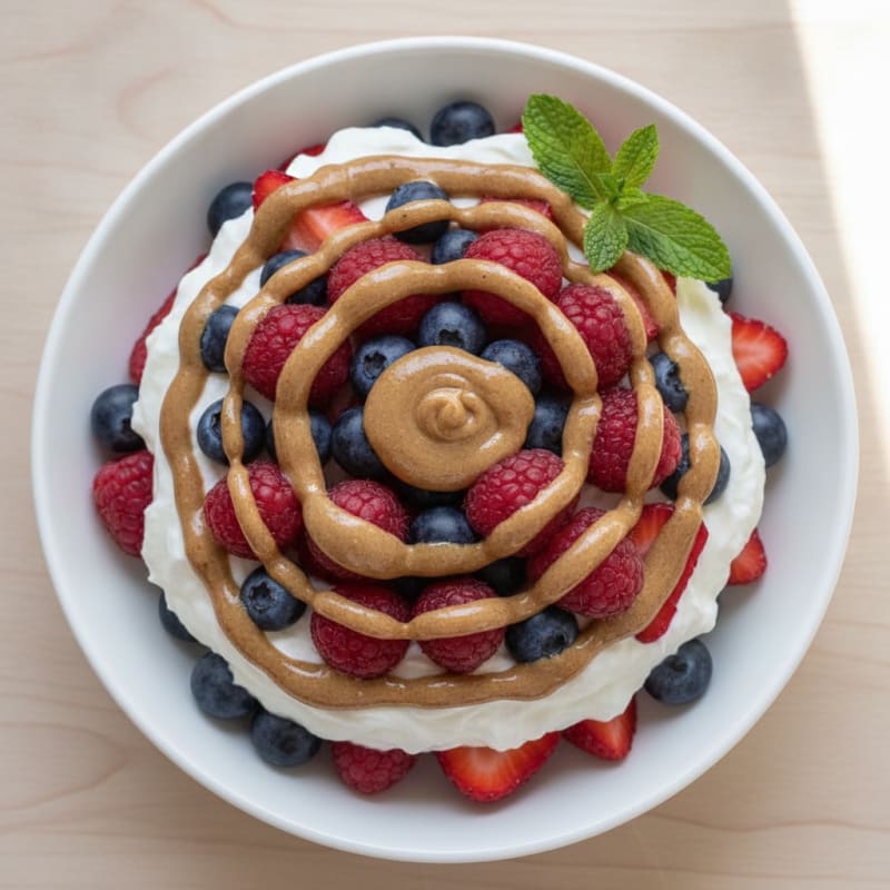 Greek Yogurt Protein Parfait with Mixed Berries and Almond Butter