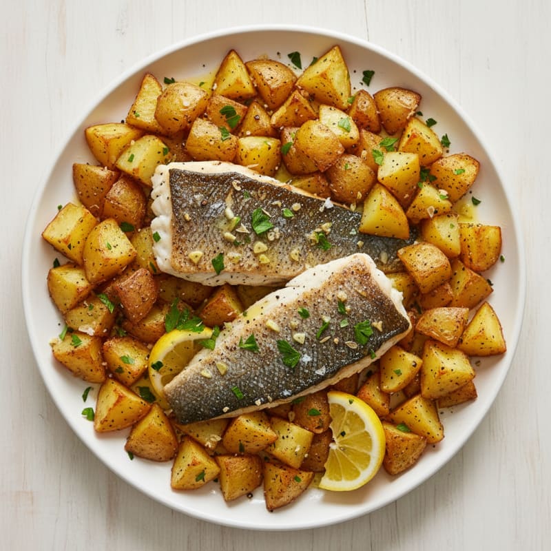 Roasted Sea Bass with Lemon-Herb Potatoes