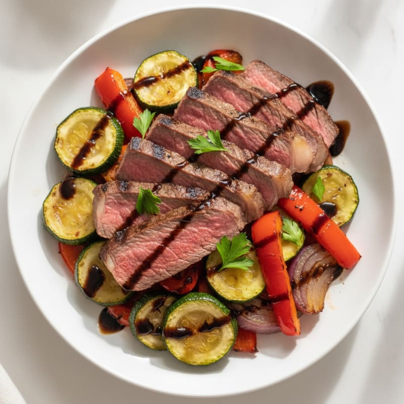 Grilled Beef and Roasted Vegetable Bowl