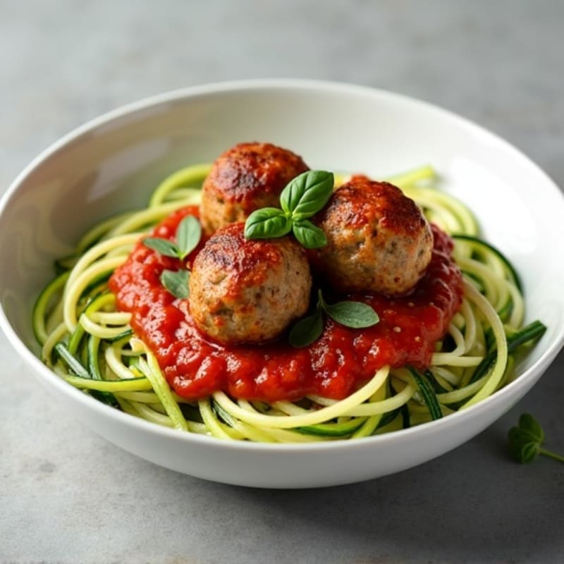 Lean Turkey Meatballs with Zucchini Noodles and Rustic Tomato Sauce