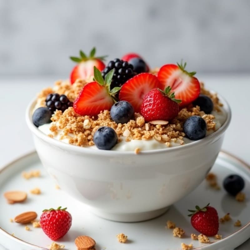 Creamy Greek Yogurt Bowl with Fresh Berries and Crunchy Granola