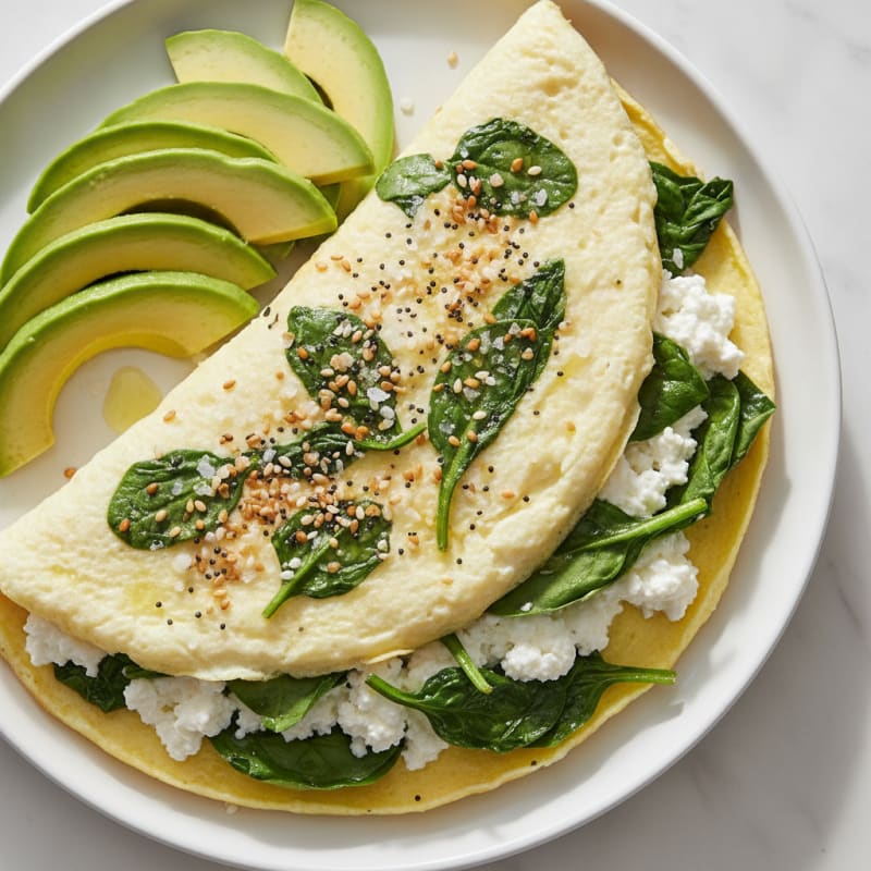 Egg White Spinach Omelette with Cottage Cheese