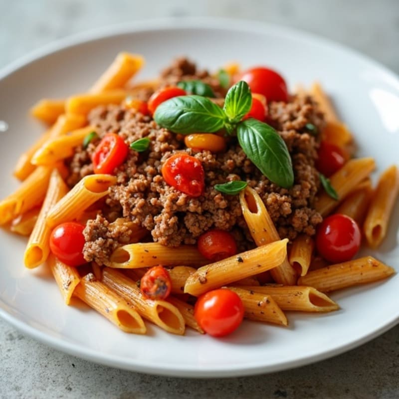 Lean Beef and Whole Wheat Pasta with Tomato Basil Sauce
