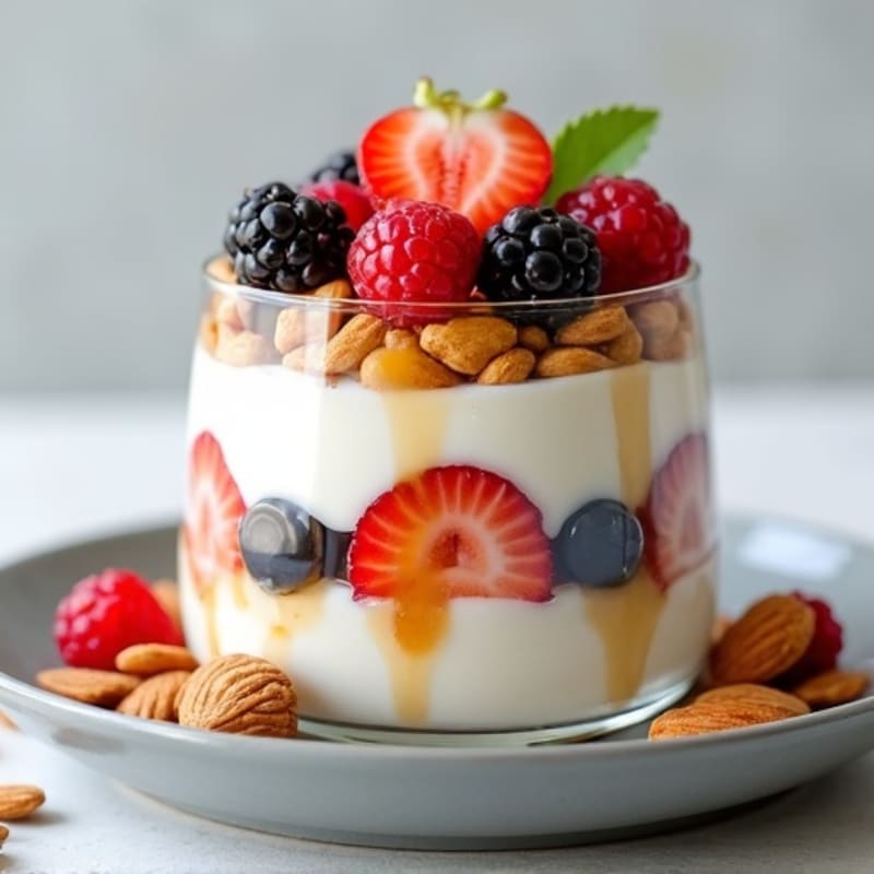 Creamy Greek Yogurt Parfait with Almonds and Berries