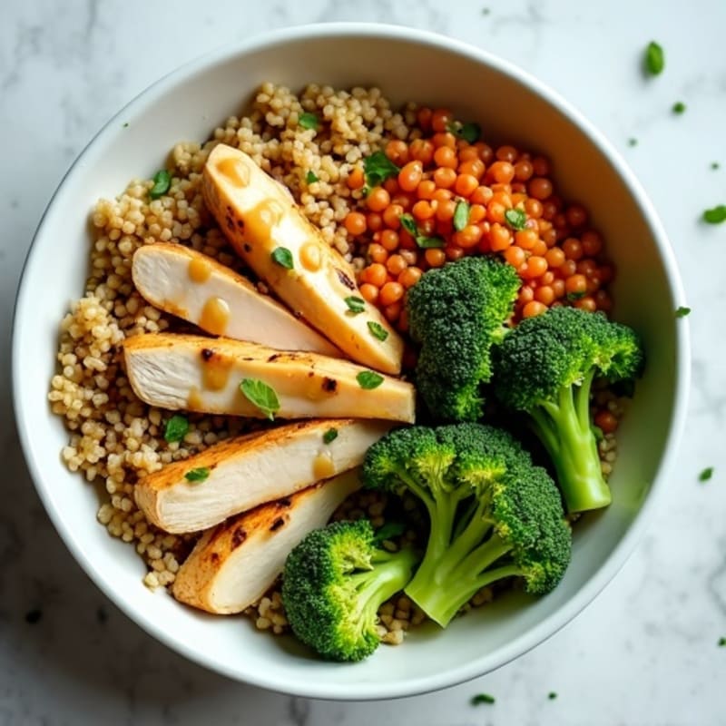 Grilled Chicken and Quinoa Power Bowl with Roasted Broccoli