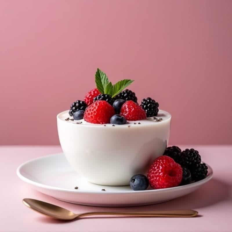 Silky Greek Yogurt Protein Pudding with Mixed Berries