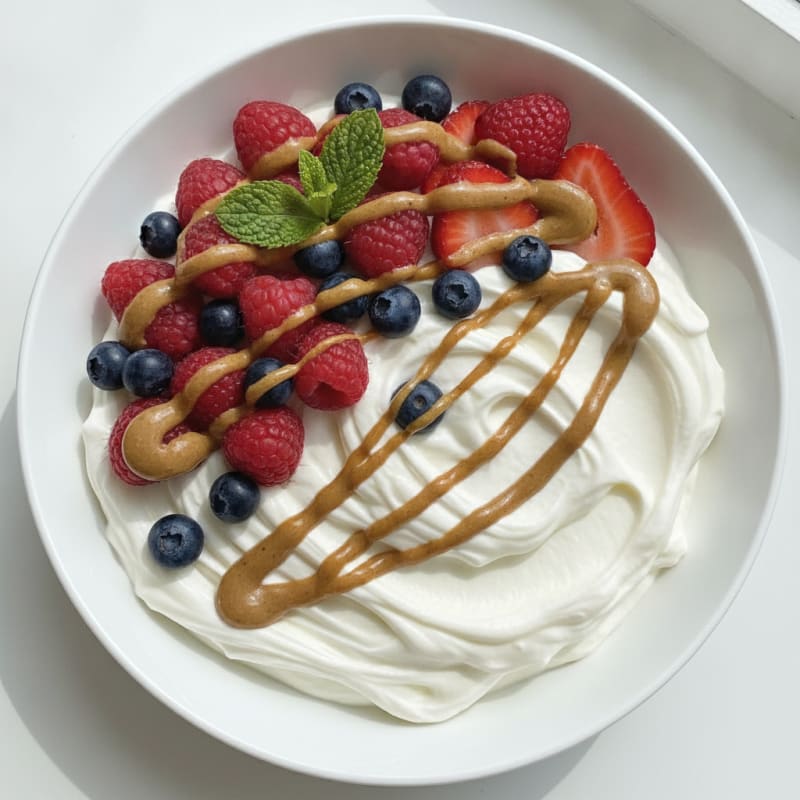 Silky Greek Yogurt Protein Bowl with Mixed Berries and Almond Butter