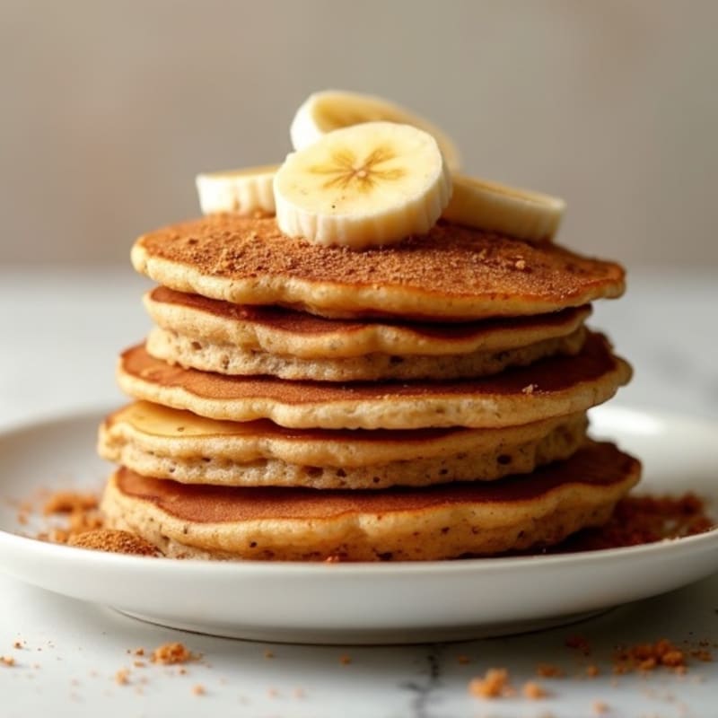 Fluffy Whole Wheat Banana Pancakes with Warm Cinnamon-Spiced Bananas