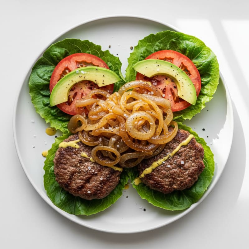 Caramelized Onion Lettuce Wrap Burger