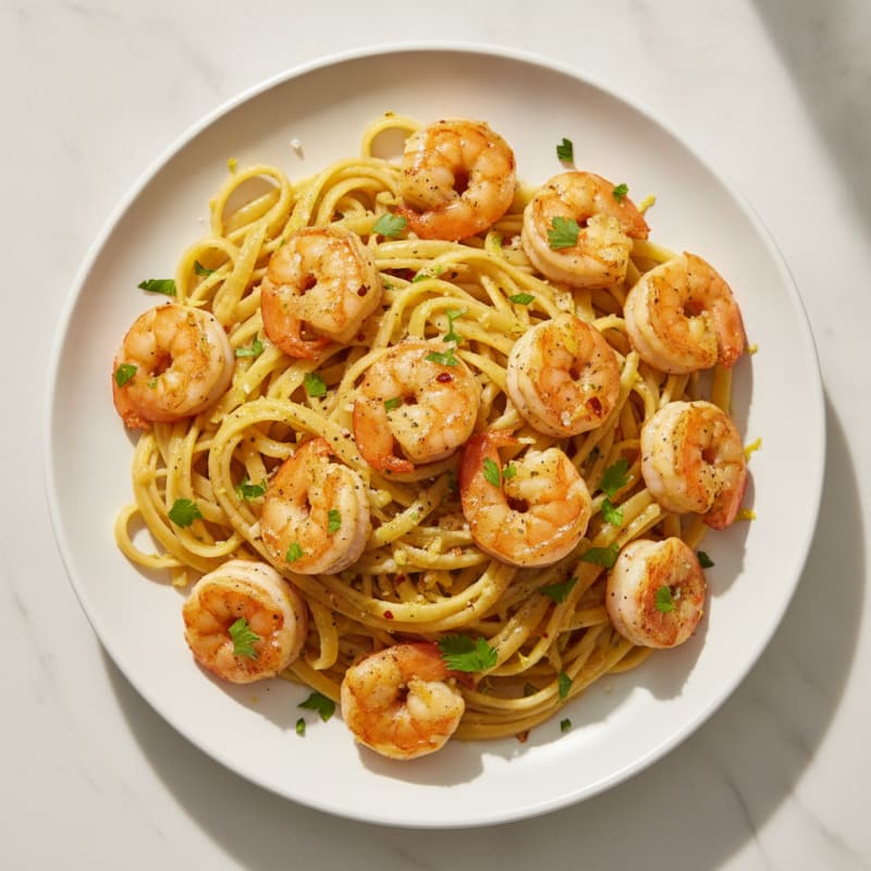 Lemon-Garlic Shrimp Scampi with Linguine