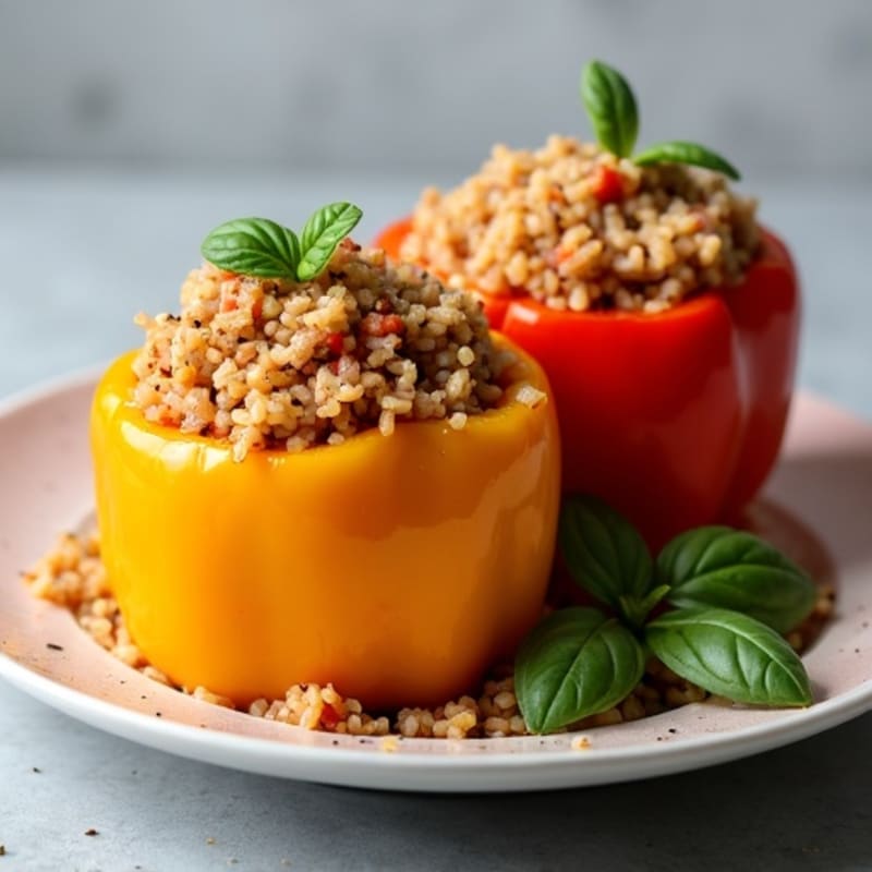 Savory Ground Turkey and Brown Rice Stuffed Bell Peppers