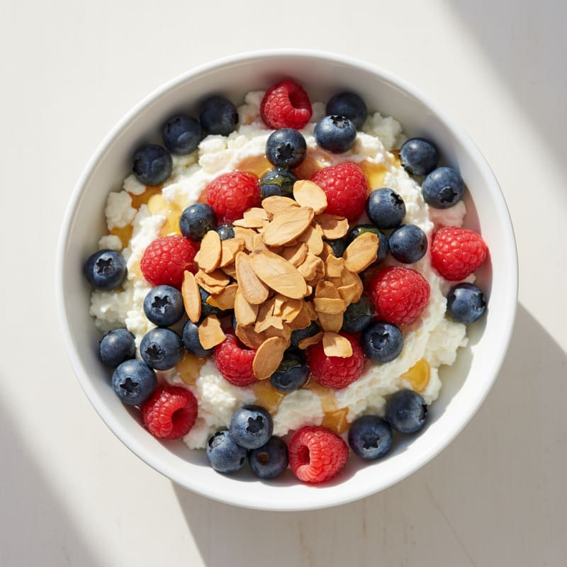 Cottage Cheese Berry Parfait with Almonds
