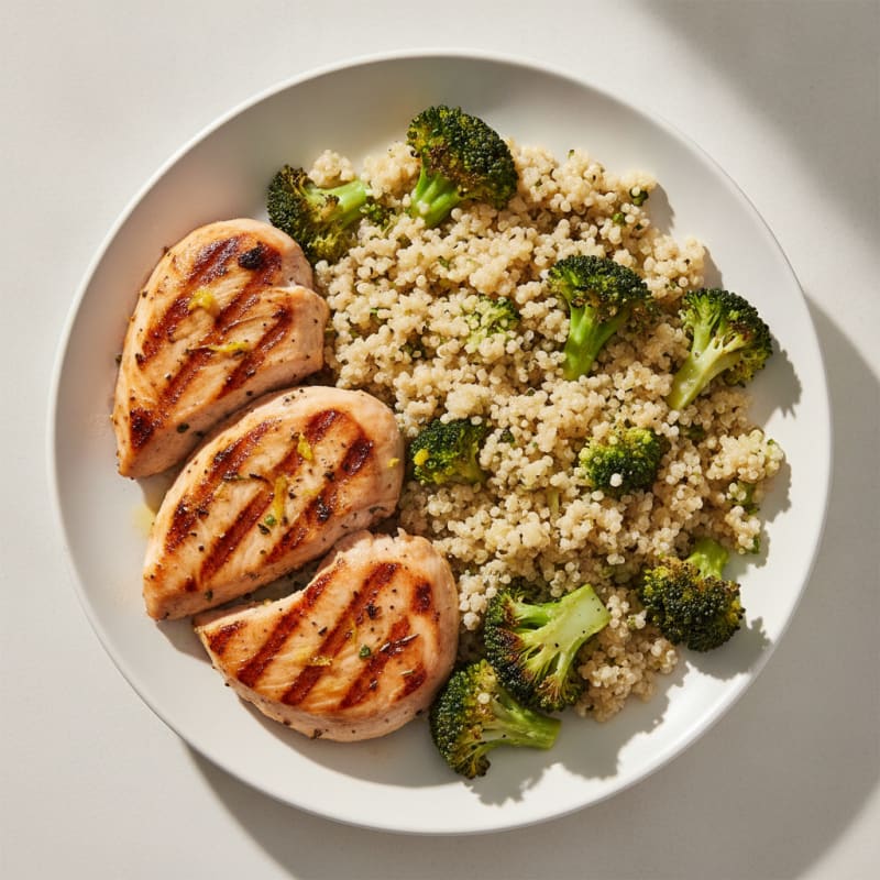 Grilled Turkey Breast with Quinoa and Steamed Broccoli