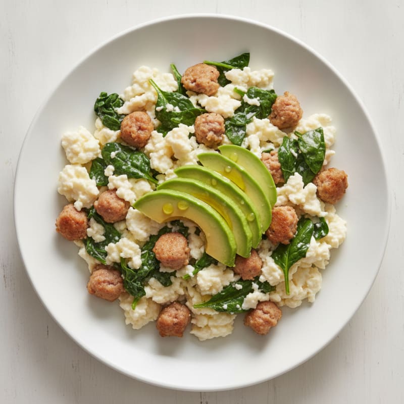 Egg White and Turkey Sausage Scramble with Spinach