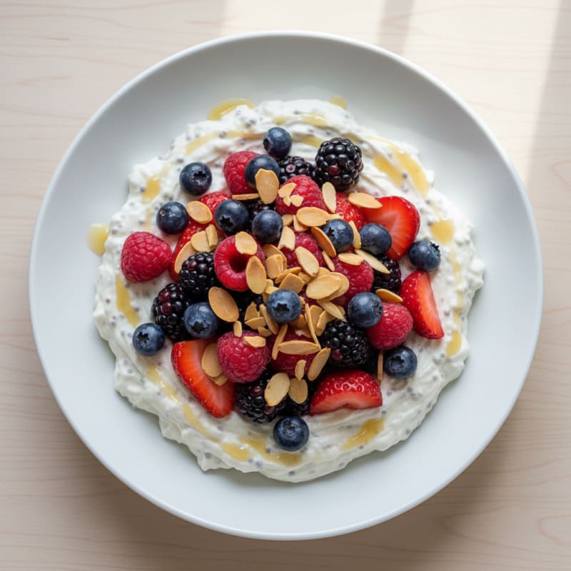 Creamy Greek Yogurt Protein Pudding with Mixed Berries