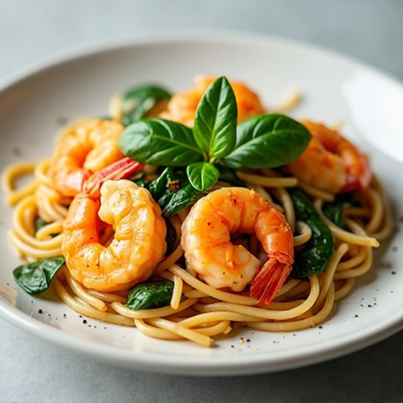 Lemon Garlic Prawn Pasta with Fresh Spinach