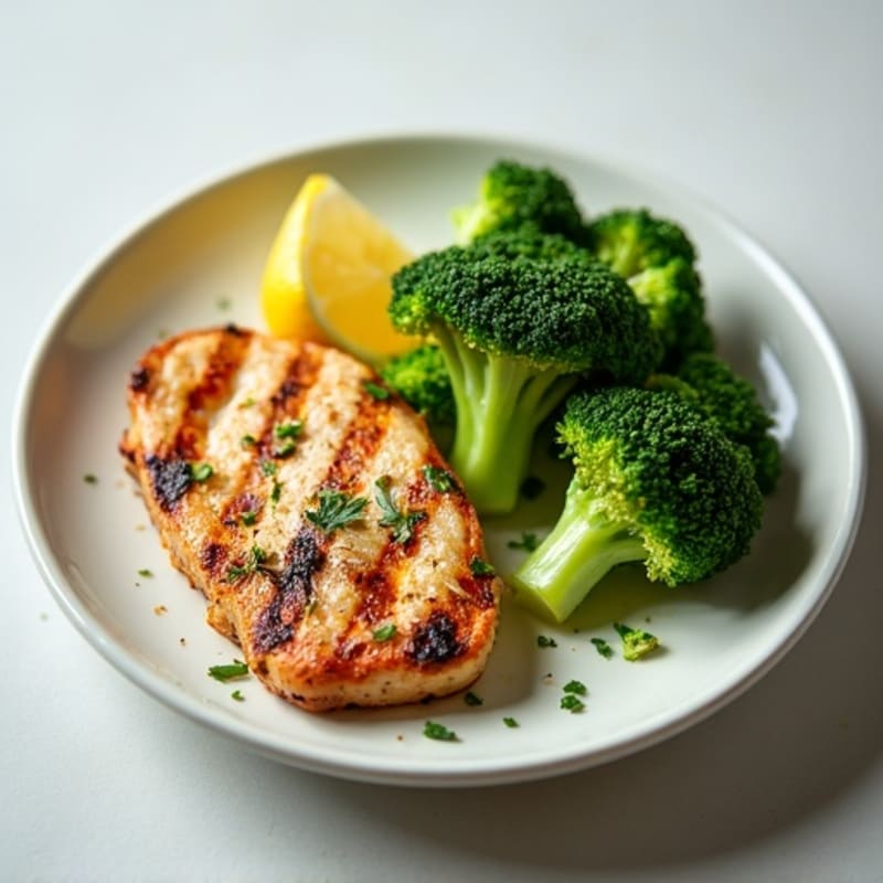 Grilled Turkey Breast with Steamed Broccoli and Lemon
