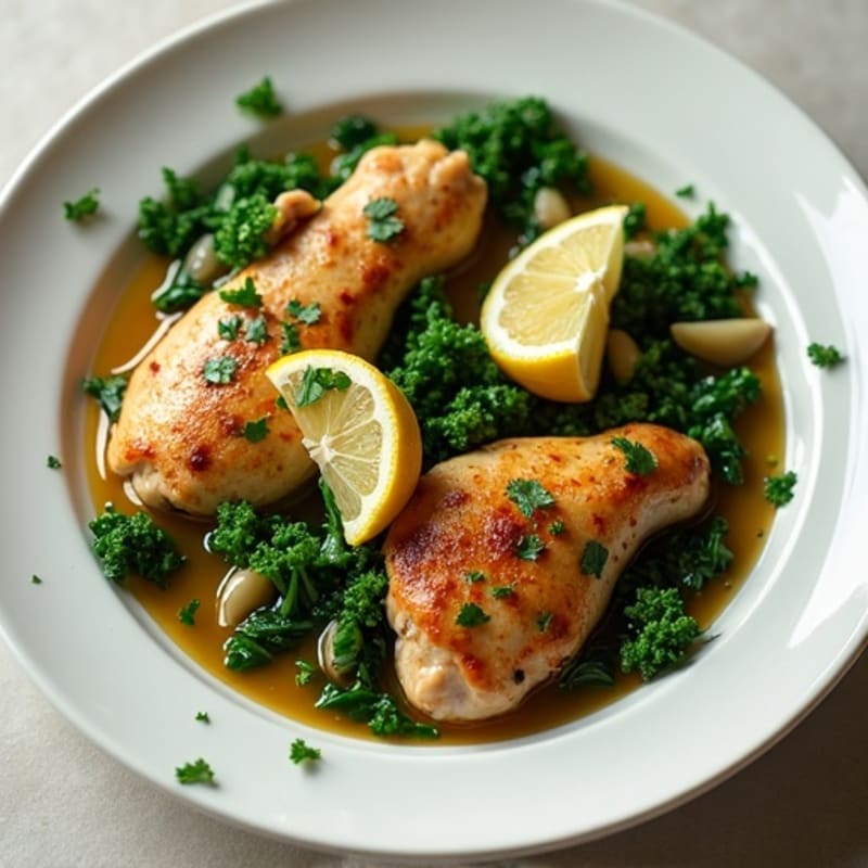 Garlic-Herb Chicken and Silky Molokhia Stew