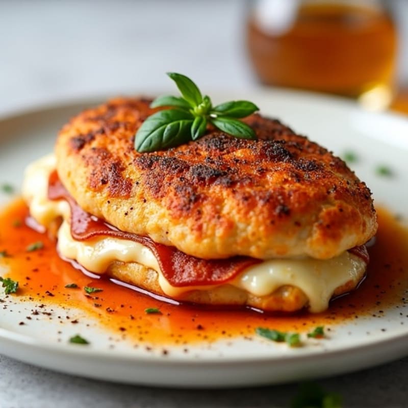 Baked Chicken Breast Stuffed with Creamy Mozzarella and Spicy Turkey Pepperoni