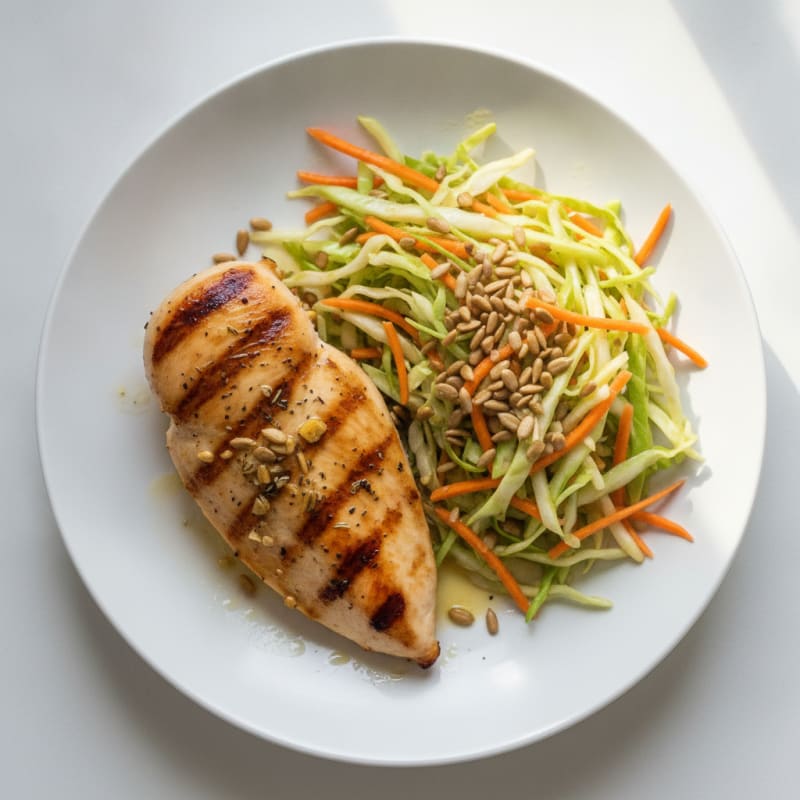 Grilled Chicken Breast with Crunchy Cabbage Slaw