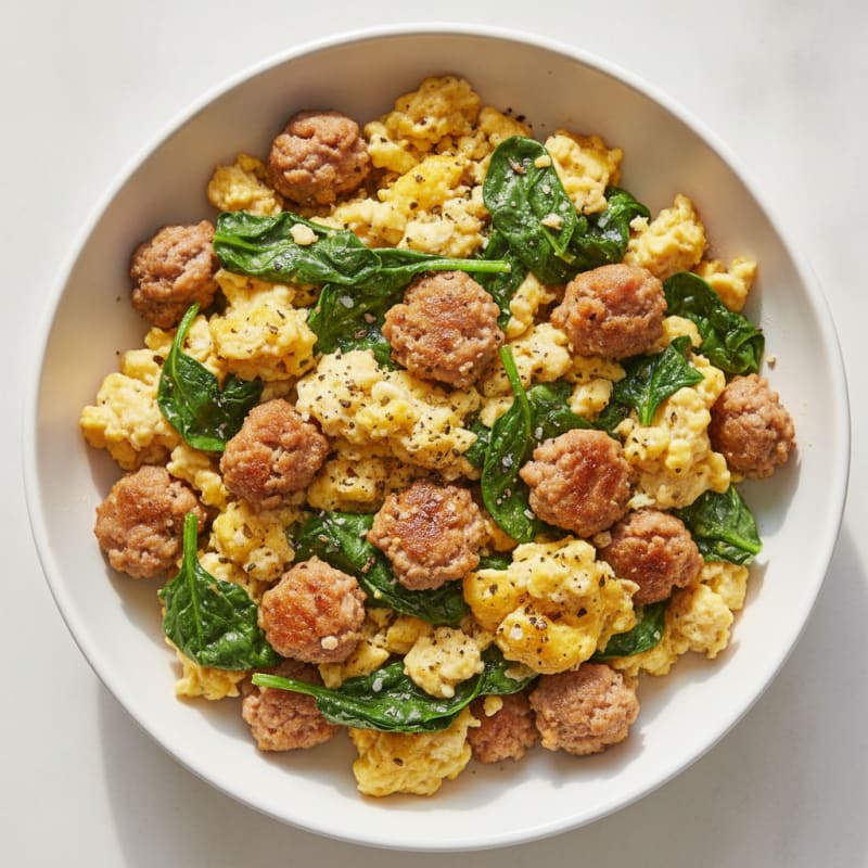 Sausage and Egg Scramble with Spinach