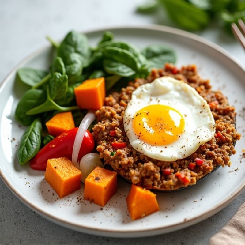 Lean Ground Turkey and Roasted Sweet Potato Skillet