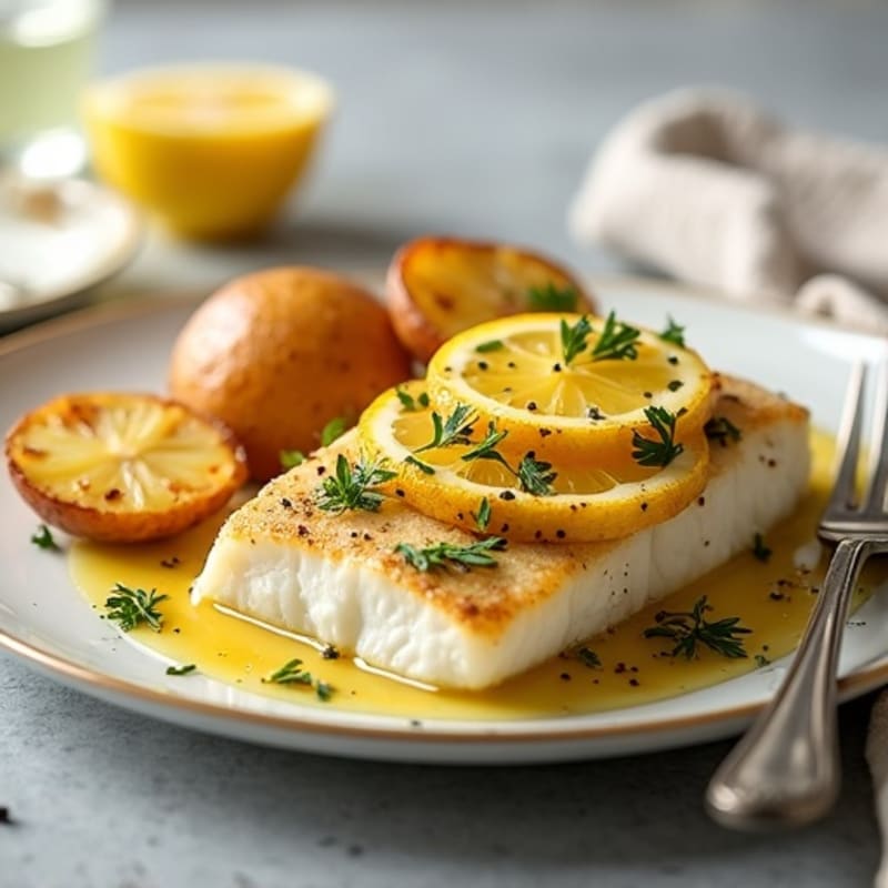 Lemon-Garlic Baked Cod with Crispy Roasted Potatoes