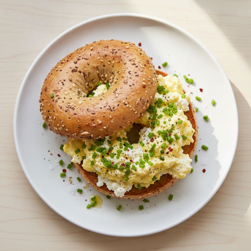 Savory Bagel with Cottage Cheese Eggs