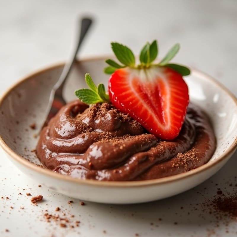 Silky Chocolate Protein Pudding with Fresh Strawberries