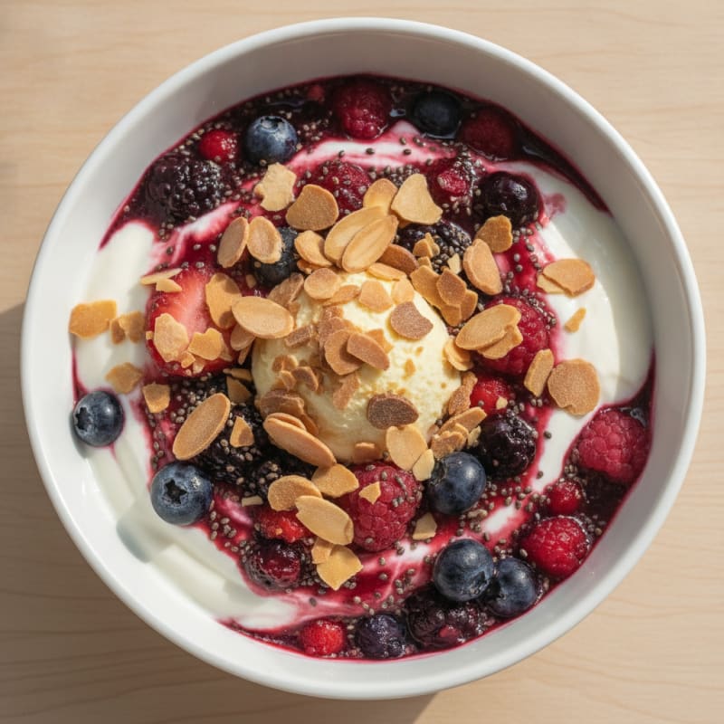 Greek Yogurt Protein Parfait with Chia and Mixed Berries