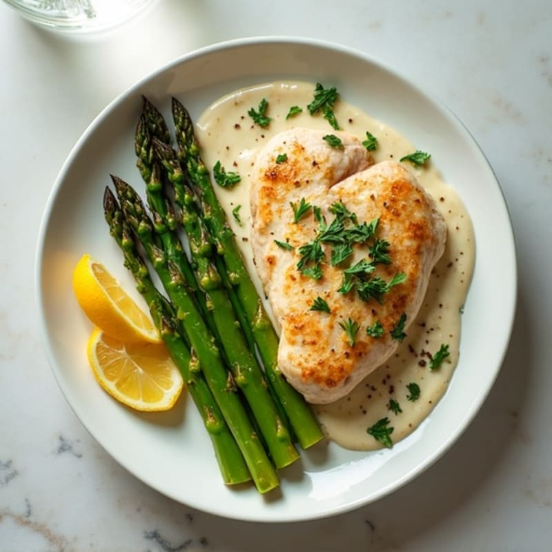 Creamy Herb Chicken with Roasted Asparagus